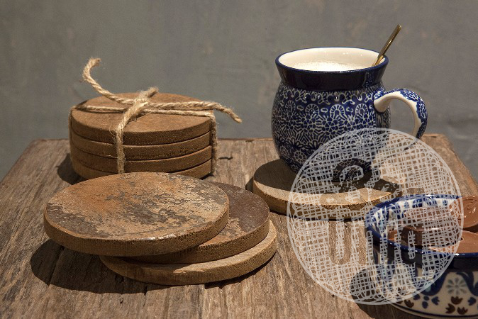 Set/4 teakhouten onderzetters