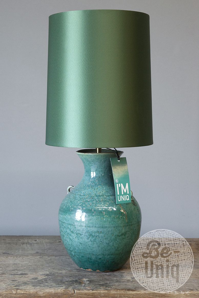 Vaaslamp porselein 013 | incl. kap satijn mos