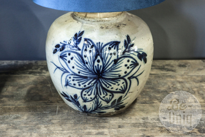 Tafellamp Jin | incl. kap velours blauw