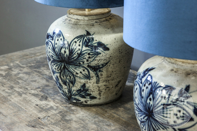 Tafellamp Jin | incl. kap velours blauw