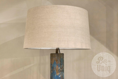 Vloerlamp oude bootmast | incl. kap linnen naturel