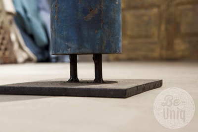 Vloerlamp oude bootmast | incl. kap linnen naturel