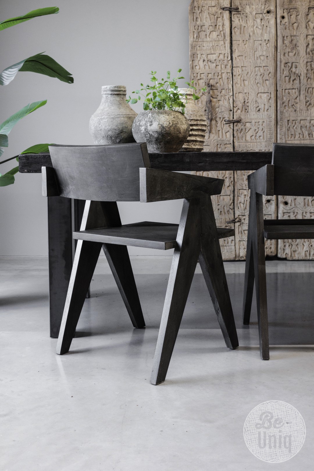 Set/6 houten armstoel Raf | Antique black