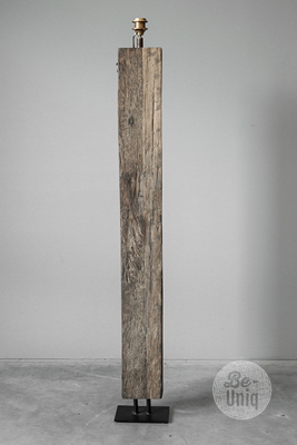 Rustiek houten vloerlamp Delhi | incl. kap cilinder 4545