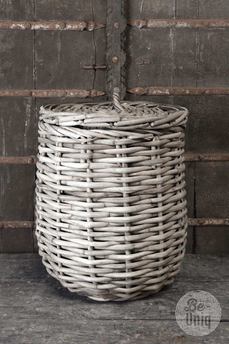 Set/2 manden met deksel Alina | grey rattan
