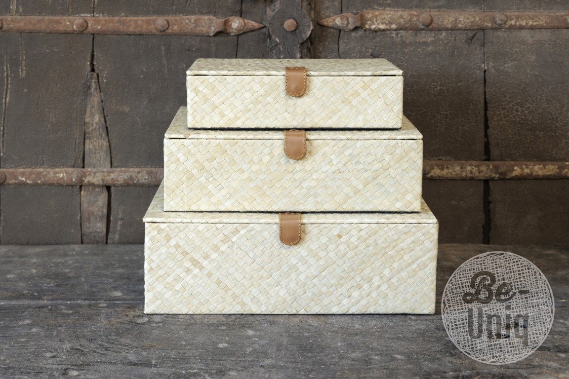 Storage boxes set/3 | Natural herringbone