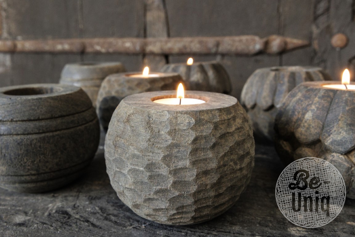 Houten waxinehouder Buru dot | Island Collection